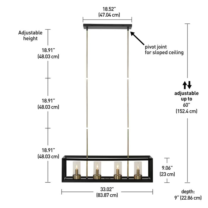 Globe Electric Verona 4-Light Dark Bronze Chandelier with Clear Glass Shades (NEW)