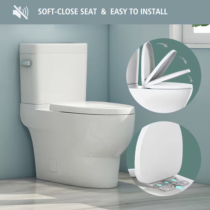 Branston All-in-One 2-Piece 4.8 LPF High Efficiency White Elongated Toilet with Concealed Trapway Soft-Close Seat