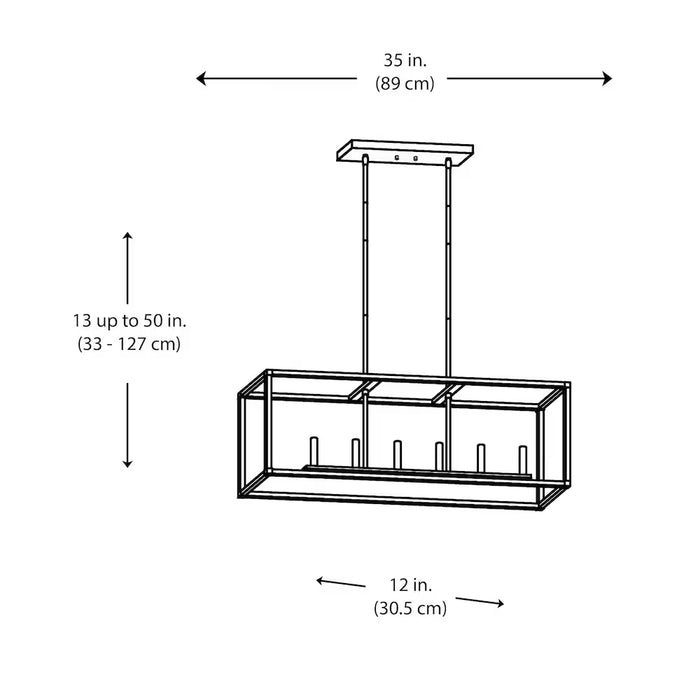 6-Light Black Modern Farmhouse Kitchen Island Linear Pendant with Faux Wood Shade (NEW)