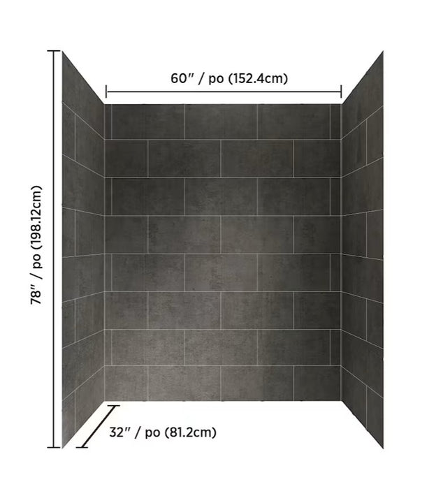 Shower Wall System 60 inch X 32 inch in Slate Grey (new)