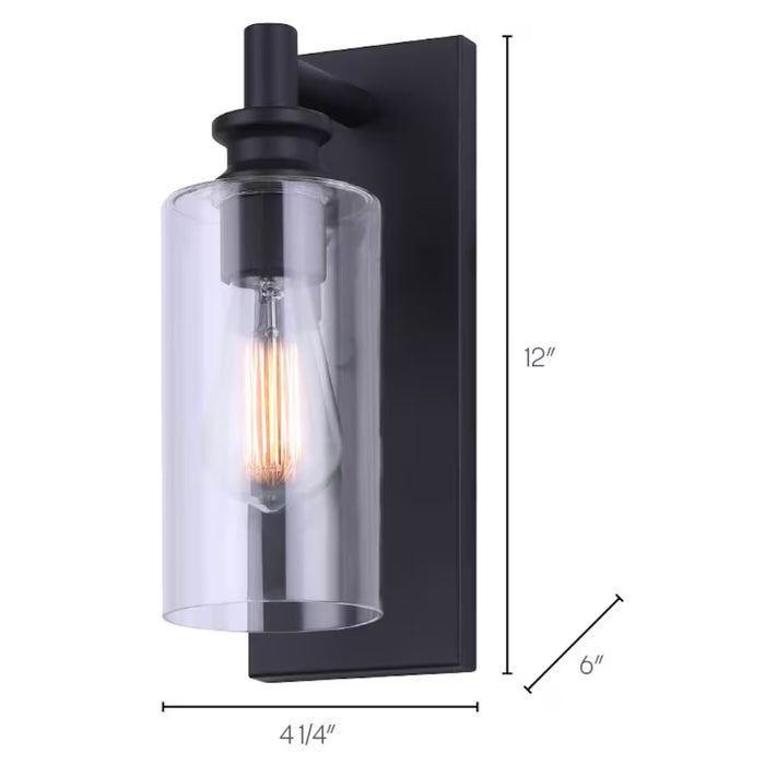 Canarm CORMAC 1-light black outdoor wall light with clear glass shade (NEW)