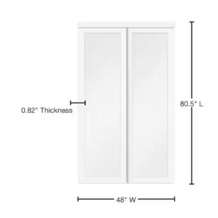 TRUporte 48-inch x 80 1/2-inch Euro Off-White Frosted Glass 1-Lite Sliding Closet Door (new)