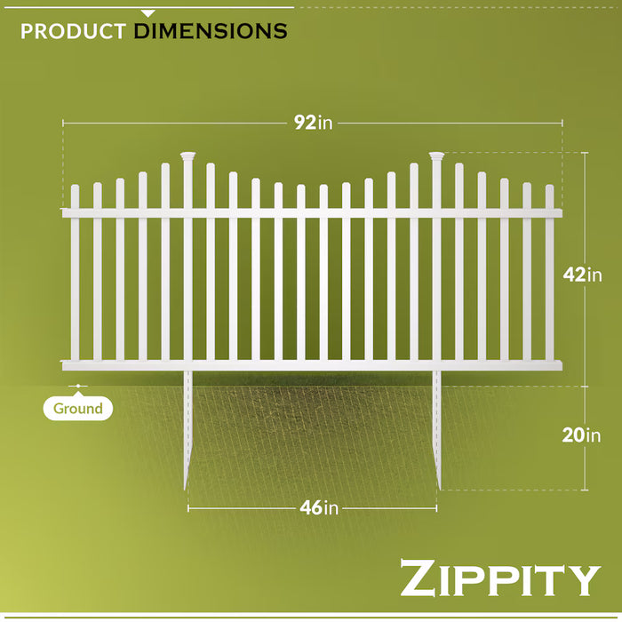 Zippity Outdoor Products Manchester Semi-Permanent Vinyl Fence Kit (42 inch H x 92 inch W)- 2 pack (new)
