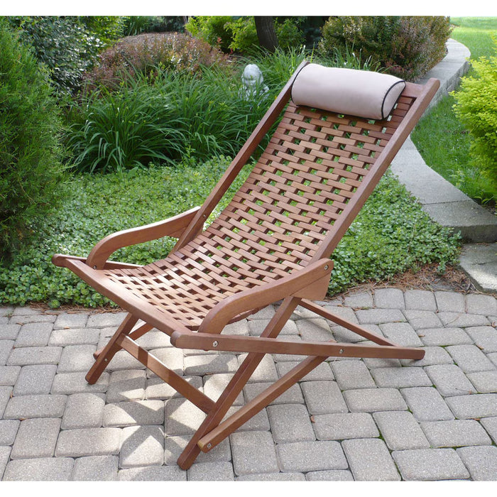 Outdoor Interiors Eucalyptus Swing Lounger with Beige Pillow (new)