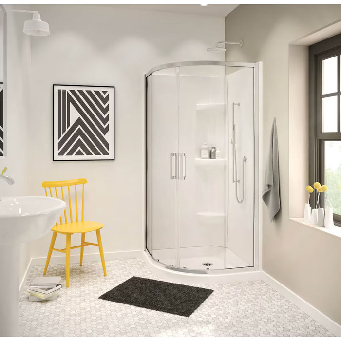 MAAX Radia 32 in. W x 32 in. L x 71.5 in. H Neo-Round Semi-Frameless Sliding Corner Shower Door in Chrome with Clear Tempered Glass (NEW)