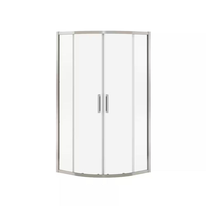MAAX Radia 32 in. W x 32 in. L x 71.5 in. H Neo-Round Semi-Frameless Sliding Corner Shower Door in Brushed Nickel with Clear Tempered Glass
