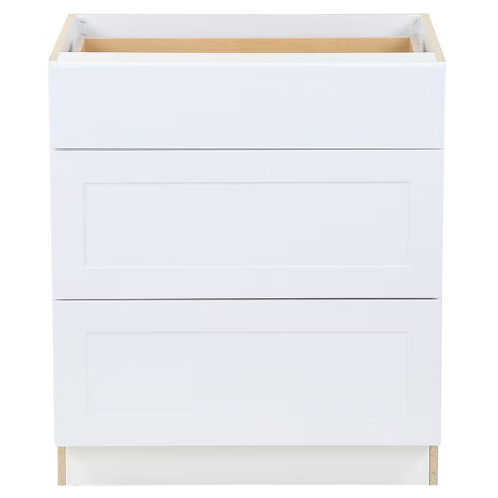 Edson 30 W x 35 H x 25 D Assembled Kitchen 3-Drawer Base Cabinet, White (new)