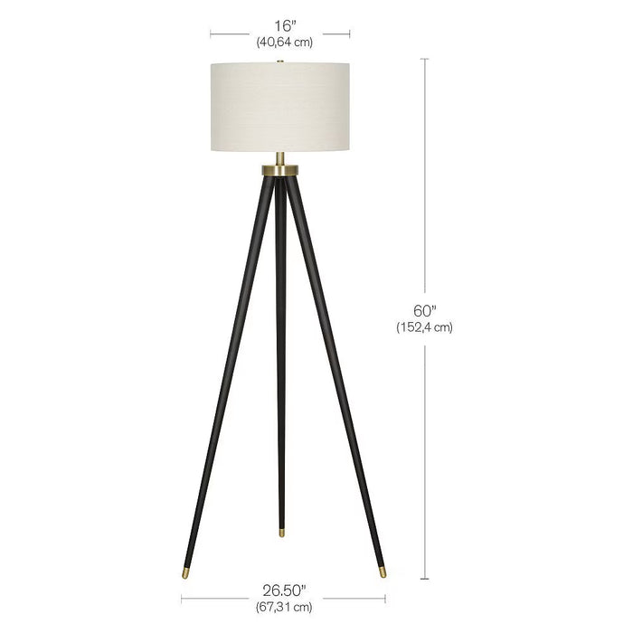 Ballintoy 60-inch H 1-Light Black Tripod Floor Lamp with White Drum Fabric Shade (new)