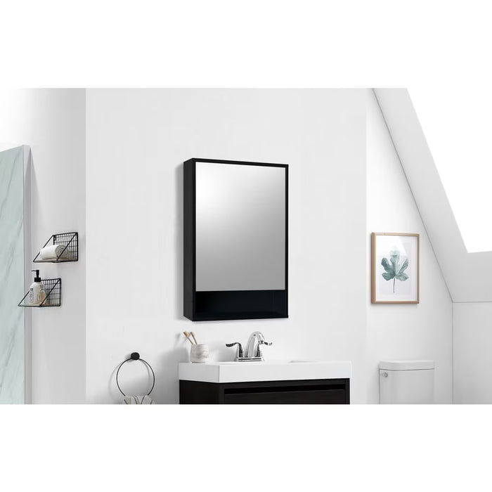 20-inch Black Medicine Cabinet with Mirror and Open Shelf (NEW)