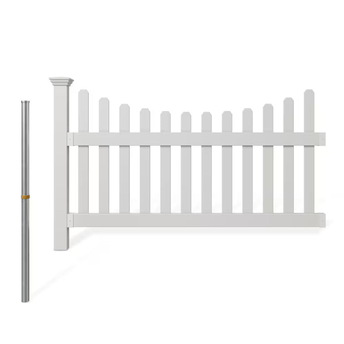 WamBam Fence All American 3.5 ft. H x 6 ft. W No-Dig Vinyl Fence Kit with Post (new)