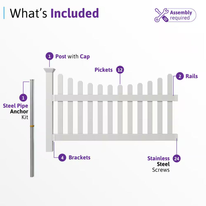 WamBam Fence All American 3.5 ft. H x 6 ft. W No-Dig Vinyl Fence Kit with Post (new)