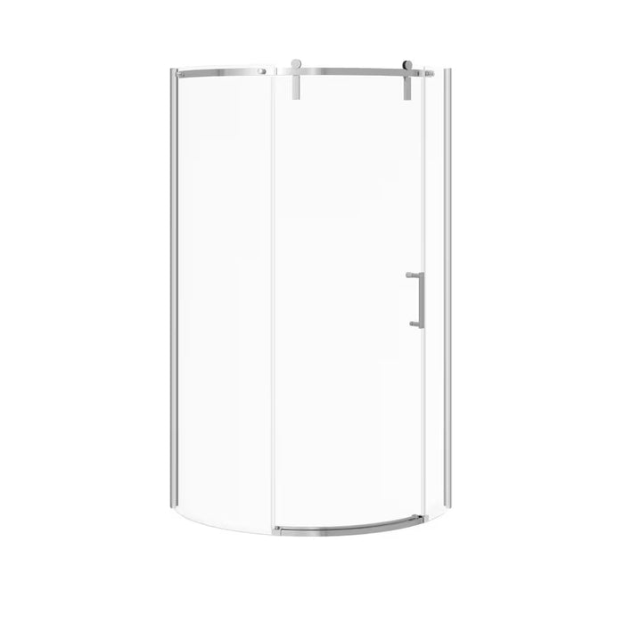 MAAX Outback Round 36W x 36L x 75.6H Frameless Sliding Shower Door, Right Hand Opening in Chrome & Clear Glass