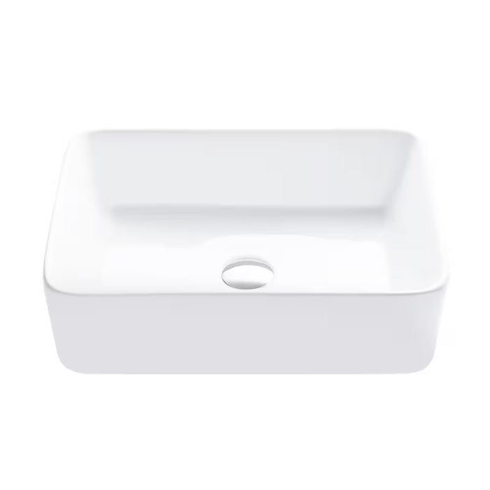 Stylish Porcelain Rectangular 18 3/4-inches Top Mounted Vessel Bathroom Sink White