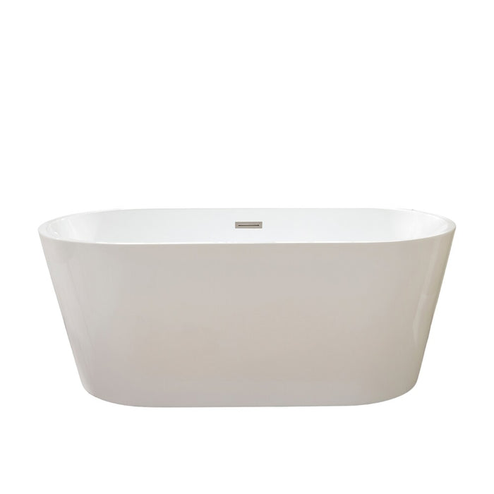 Vanity Art Bordeaux 54 in. x 29.7 in. Acrylic Flatbottom Freestanding Soaking Bathtub with Center Drain in White/Polished Chrome (New)