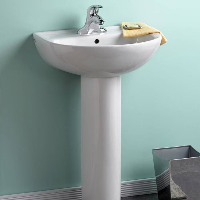 American Standard Evolution 22" wide Pedestal Combo Bathroom Sink with a Single Hole in White