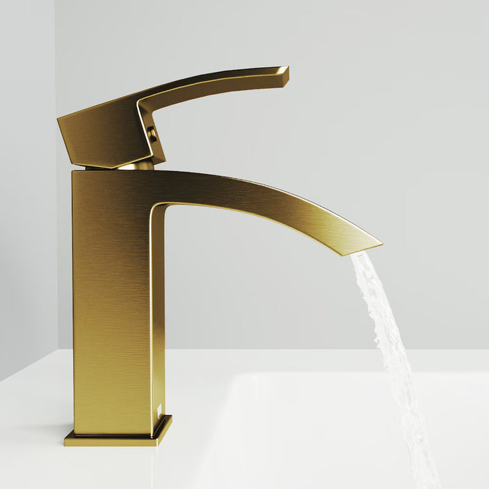 VIGO Satro Single Hole Single-Handle Waterfall Bathroom Faucet in Matte Brushed Gold (NEW)
