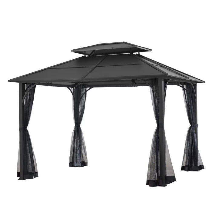 Farrington 10 ft. x 12 ft. Steel Hardtop Gazebo with Mosquito Netting, in Graphite (new)