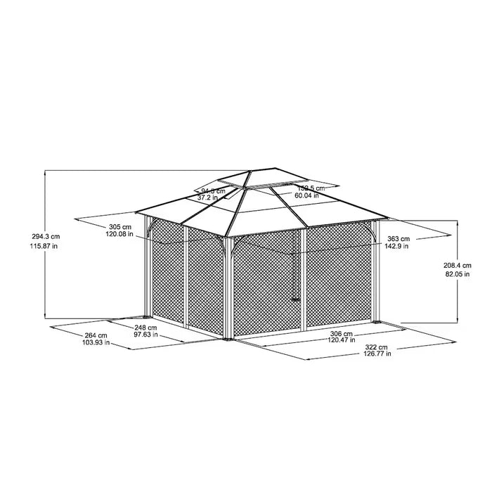 Farrington 10 ft. x 12 ft. Steel Hardtop Gazebo with Mosquito Netting, in Graphite (new)