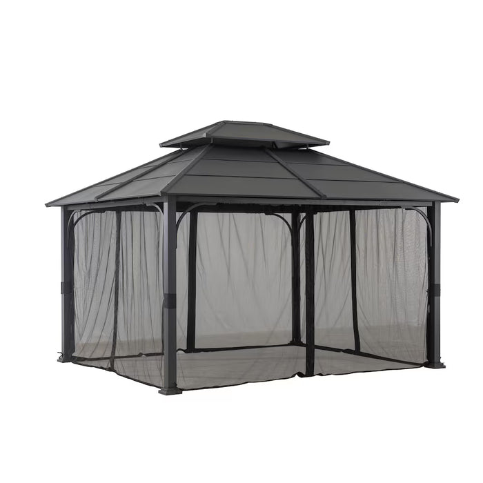 Farrington 10 ft. x 12 ft. Steel Hardtop Gazebo with Mosquito Netting, in Graphite (new)