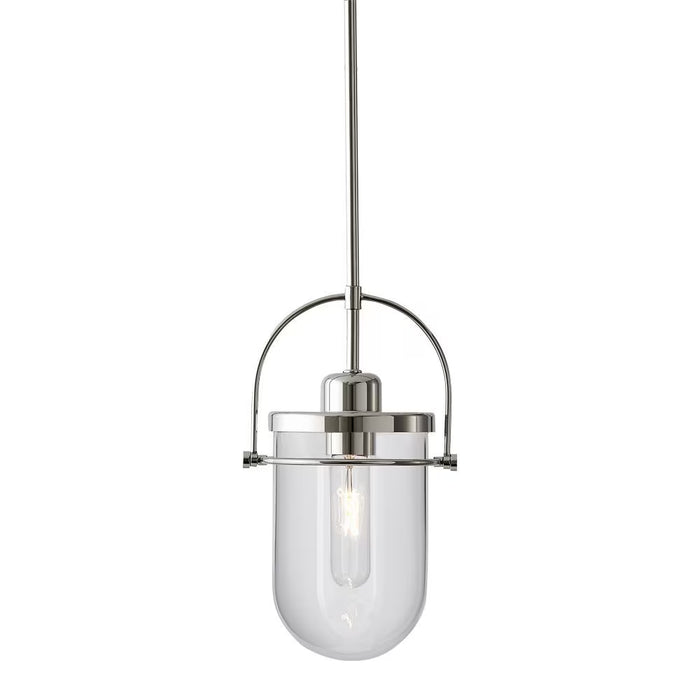 GlucksteinElements Lowell Small 6.5-inch 1-Light Pendant Chandelier with Clear Glass and Polished Nickel Finish