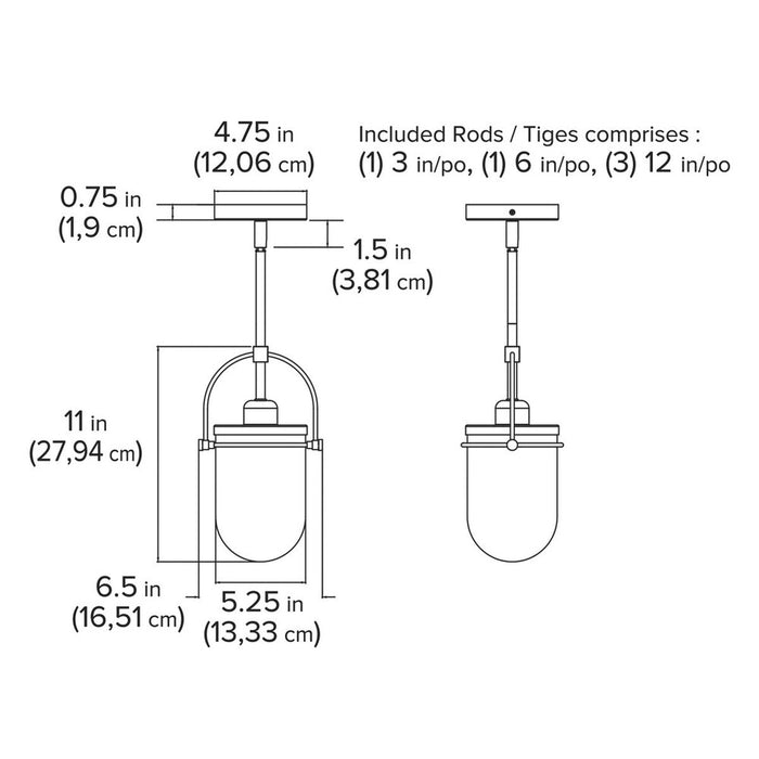 GlucksteinElements Lowell Small 6.5-inch 1-Light Pendant Chandelier with Clear Glass and Polished Nickel Finish