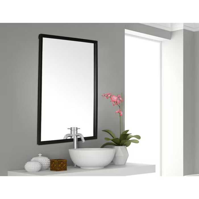 MIRRORIZE Rectangular Black Metal Framed Bathroom Vanity Wall Mirror (35 in. H x 24 in. W) (NEW)