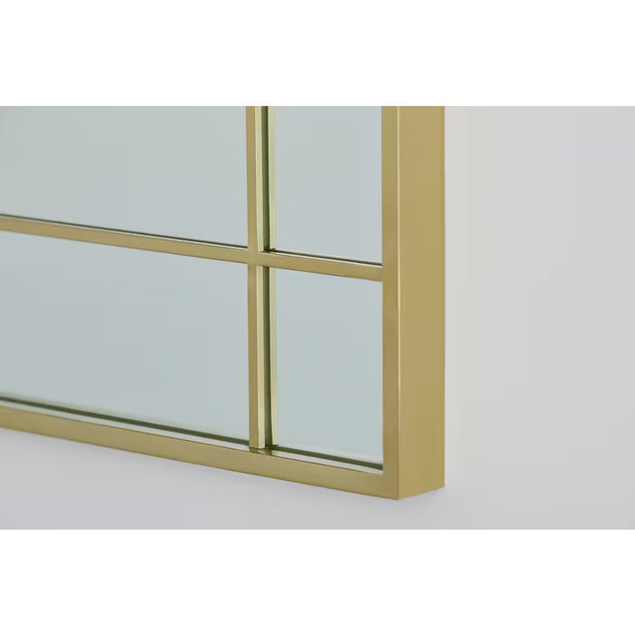 GlucksteinElements Burke 21-inch W x 30-inch H Window Panel Shape Metal Brushed Brass Framed Wall-Mounted Mirror (new)