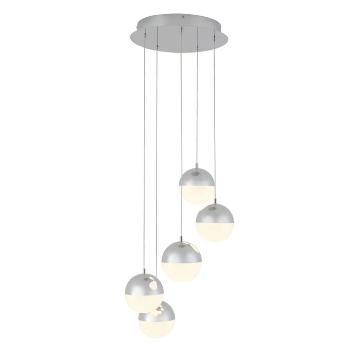 Artika Sparkle 5-light 27W Chrome Dimmable Integrated LED Spiral Pendant Light (New)