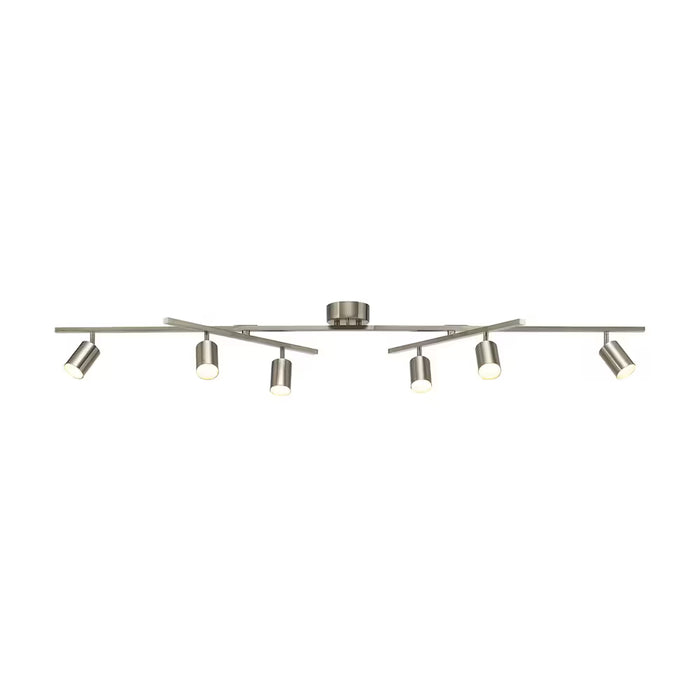 Globe Electric Hudson 6-Light 46W Integrated LED Track Lighting, Brushed Nickel, Double Swivel Center Bar, 3000K (New)