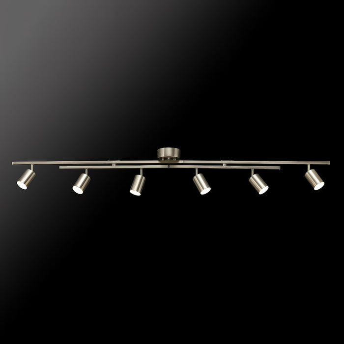 Globe Electric Hudson 6-Light 46W Integrated LED Track Lighting, Brushed Nickel, Double Swivel Center Bar, 3000K (New)
