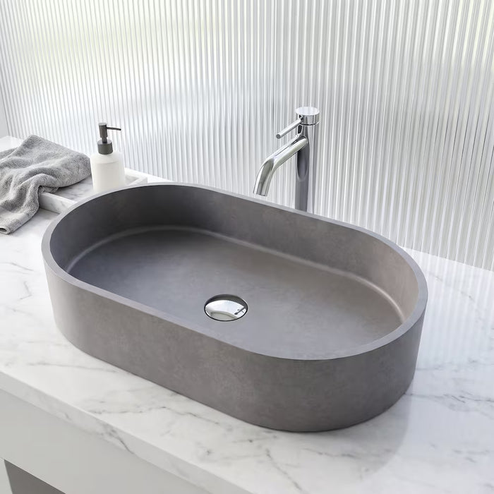 VIGO Sagrada Concreto Stone Oval Vessel Bathroom Sink in Gray (new)