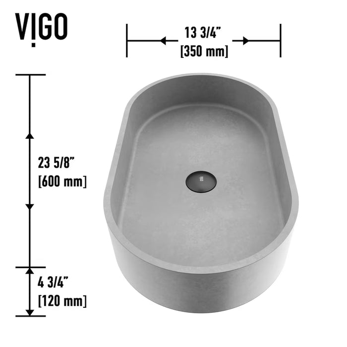 VIGO Sagrada Concreto Stone Oval Vessel Bathroom Sink in Gray (new)