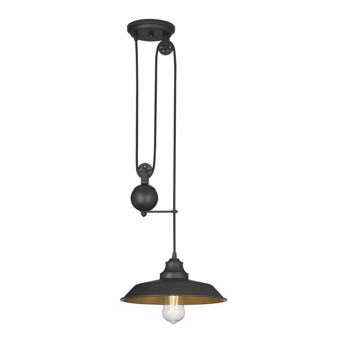 Westinghouse Iron Hill One-Light Indoor Matte Black Pulley Pendant (New)