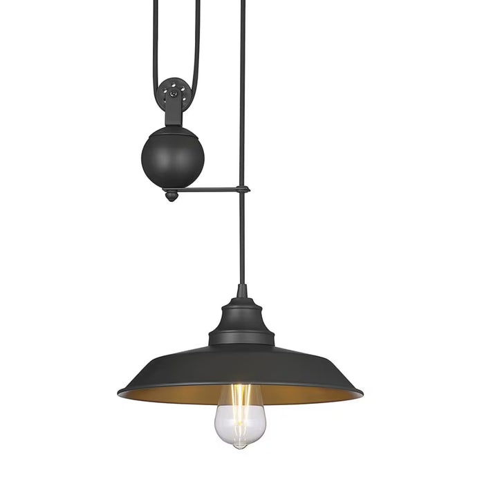 Westinghouse Iron Hill One-Light Indoor Matte Black Pulley Pendant (New)
