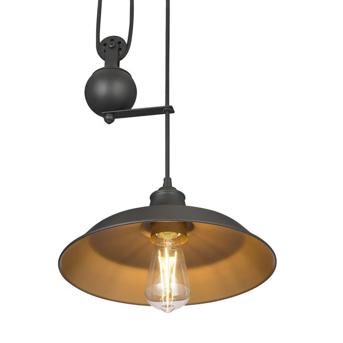 Westinghouse Iron Hill One-Light Indoor Matte Black Pulley Pendant (New)