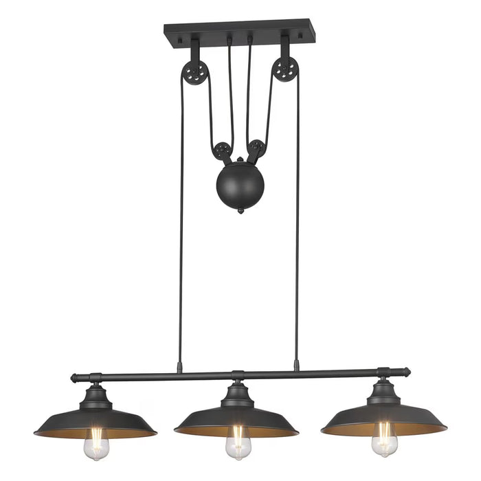Westinghouse Iron Hill 3-Light Matte Black Island Pulley Chandelier (New)