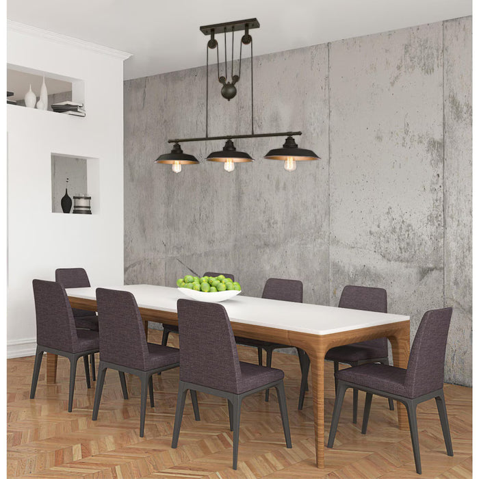 Westinghouse Iron Hill 3-Light Matte Black Island Pulley Chandelier (New)