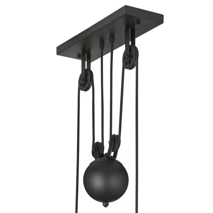 Westinghouse Iron Hill 3-Light Matte Black Island Pulley Chandelier (New)