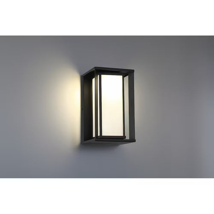 Paxton 1-Light 12-inch H Integrated LED Outdoor Wall Sconce Light Black Metal Finish with Frosted Glass (new)