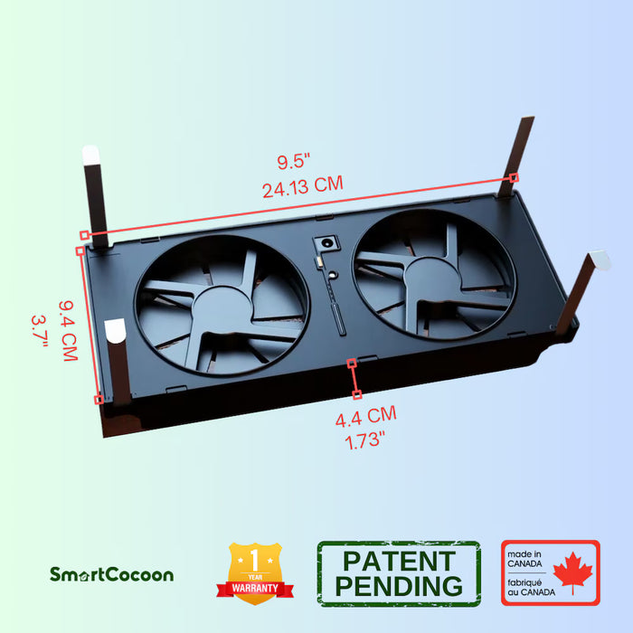 SmartCocoon 4"X10" Intelligent Booster Fan System Renter Friendly Floor Fan