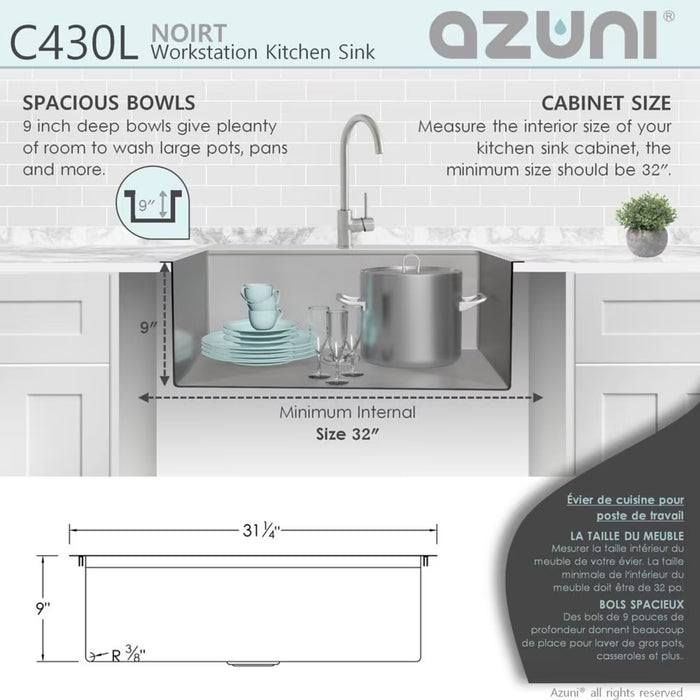 Azuni Single Bowl Stainless Steel Kitchen Sink (new)