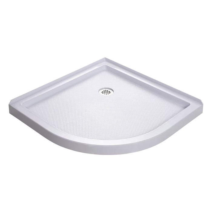 DreamLine Prime 36 in. D x 36 in. W x 76.75 in. H Neo-Round Corner Shower Kit Enclosure with Wall Surround, Two Glass Shelves, Corner Drain Base & Clear Glass Sliding Door in Matte Black (new)