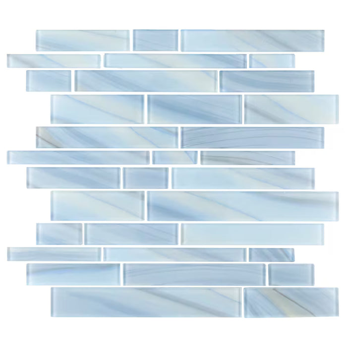 Jeffrey Court Polar Orbit Blue 11.625 in. x 11.625 in. Interlocking Glossy Glass Mosaic Wall Tile (0.938 SF/Each) (NEW)