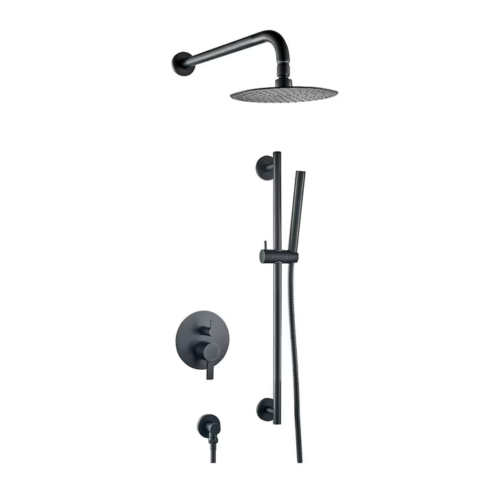 akuaplus Round Shower Faucet with Sliding Rail in Matte Black (new)