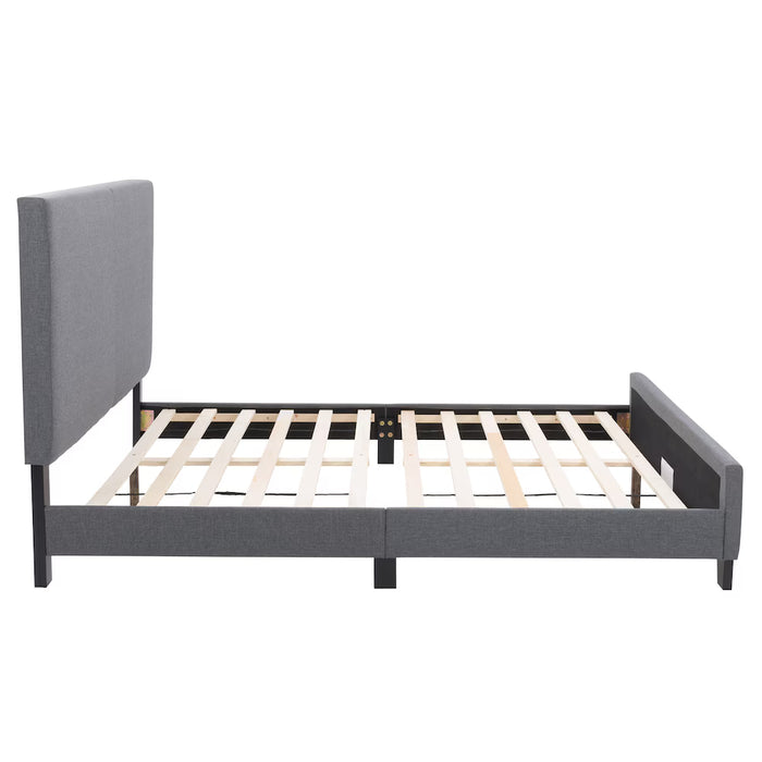 Corliving Juniper Grey Fabric Upholstered Bed, Queen (NEW)