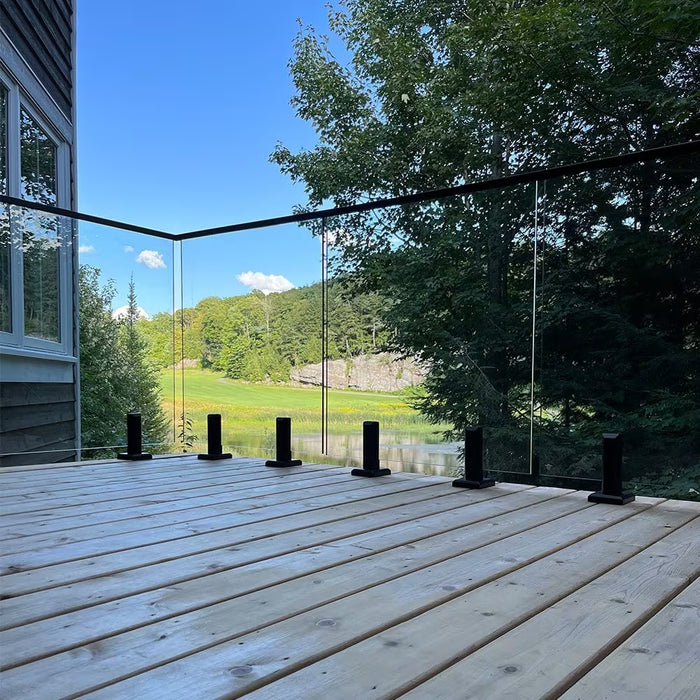 Peak MountainView Glass Deck Railing 8 1/2-inch H Spigot in Matte Black Stainless Steel (new)