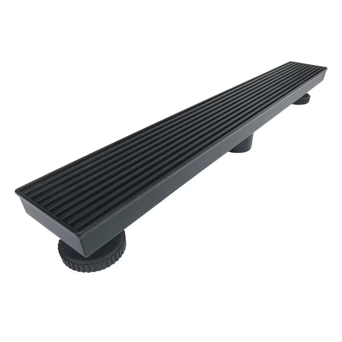 RELN 24 inch Matte Black Shower Drain with Linear Pattern Cover (new)