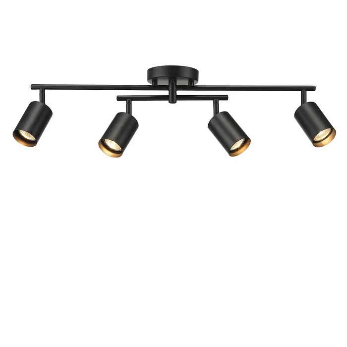 Globe Electric Miller 4-Light Track Lighting, Matte Black, Swivel Center Bar (New)
