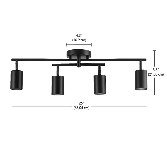 Globe Electric Miller 4-Light Track Lighting, Matte Black, Swivel Center Bar (New)