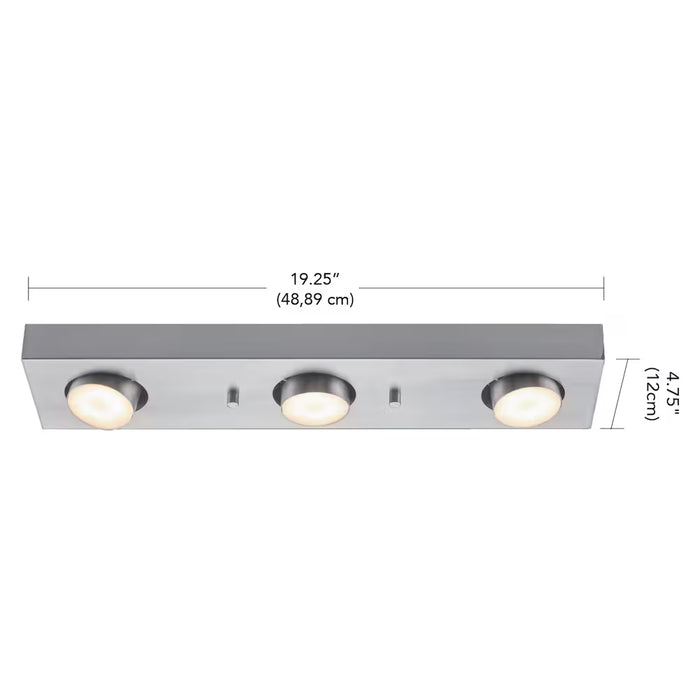Globe Electric Bleecker 3-Light LED Integrated Track Lighting, Brushed Nickel, 21 Watts, 1200 Lumens, 3000 Kelvin (New)
